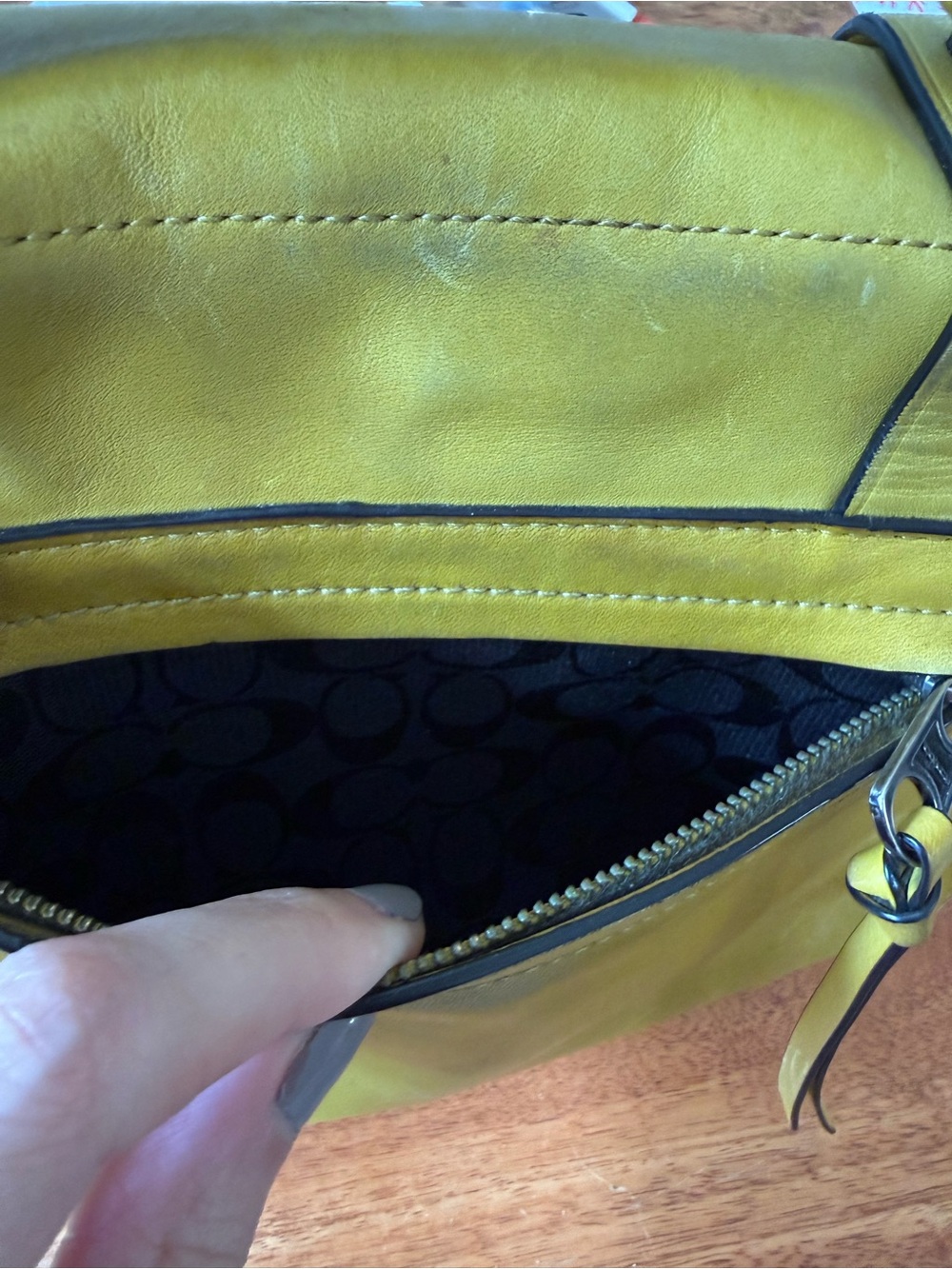 Coach Yellow Leather Satchel with Top Handle - Picture 14 of 16